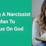 Christian woman praying with open Bible, symbolizing leaving a narcissist man to focus on God and finding spiritual freedom through faith