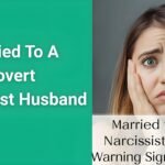 Woman looking confused and sad with text overlay showing married to covert narcissist husband warning signs and hope
