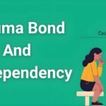 Infographic showing trauma bond and codependency differences with two people in contrasting relationship dynamics and recovery paths