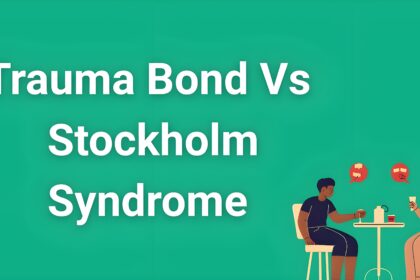 Illustration showing the psychological differences between trauma bonding and Stockholm syndrome in abusive relationships