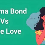 Woman looking contemplative with split image showing stormy clouds vs sunshine representing trauma bond vs true love