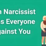 Person standing alone while others whisper behind them, representing narcissistic isolation tactics