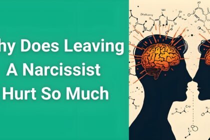 Brain chemistry illustration showing trauma bonding effects when leaving a narcissist