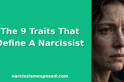 The 9 DSM-5 criteria for narcissistic personality disorder explained in plain English, with an emotional portrait of a woman showing quiet defiance.