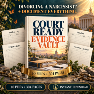 Court Ready Evidence Vault box — 10 files, 304 pages, instant download for divorcing a narcissist