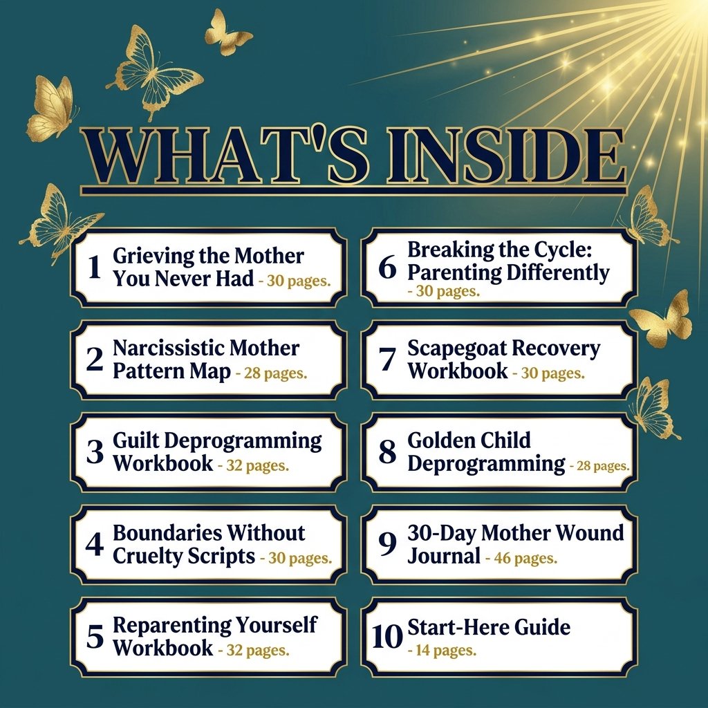 What's inside the Mother Wound Healing Vault — 10 healing workbooks totaling 300 pages