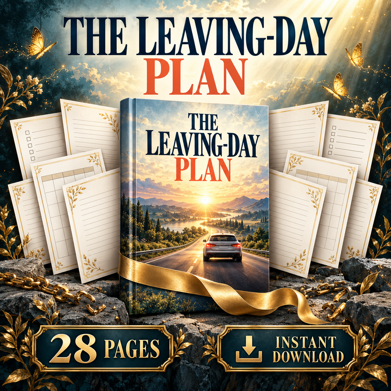 The leaving-day plan — hour-by-hour template, 28 pages