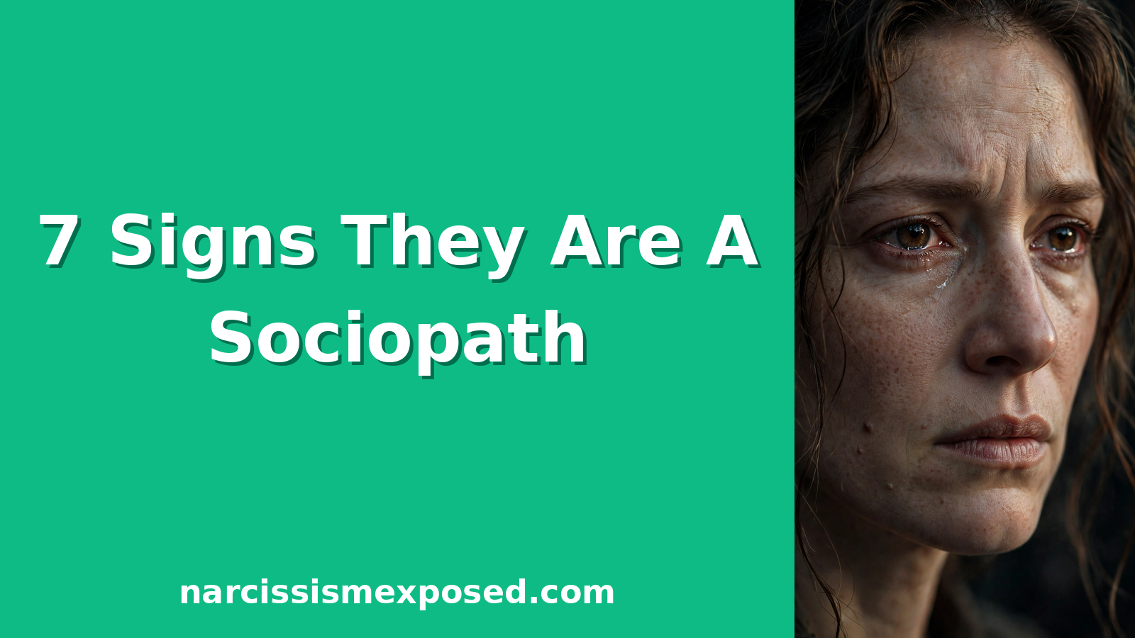 Woman with a hard, suspicious stare and tear tracks in dramatic light, capturing the painful suspicion of wondering if someone you love is a sociopath