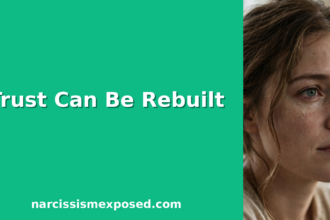 Woman with fragile hope in her eyes beside a mint green panel that reads Trust Can Be Rebuilt, featured image for the trust in a relationship guide