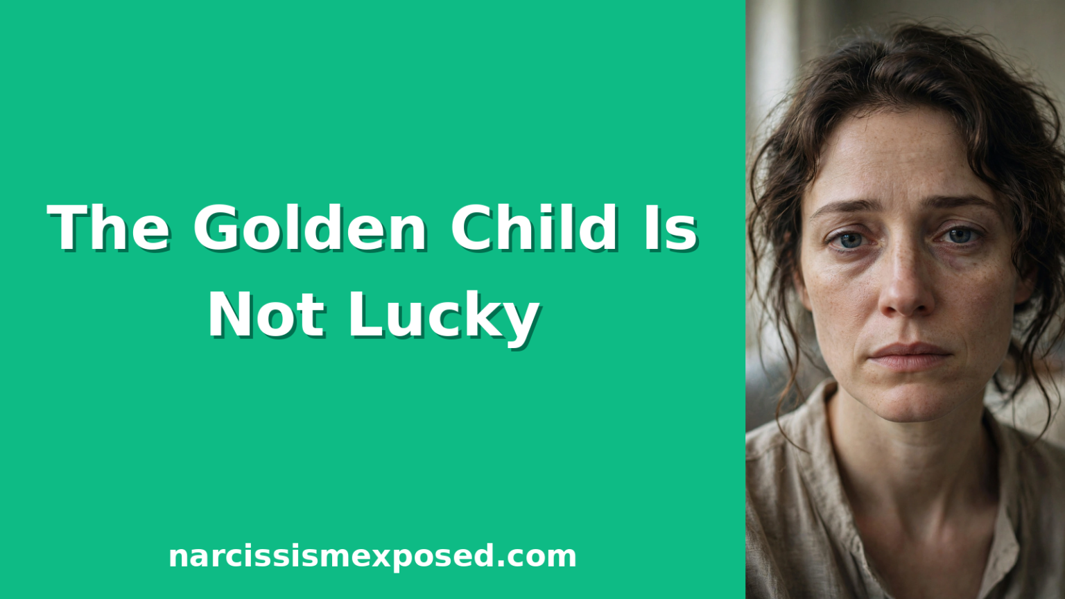 Quiet weary woman representing the golden child of a narcissistic family