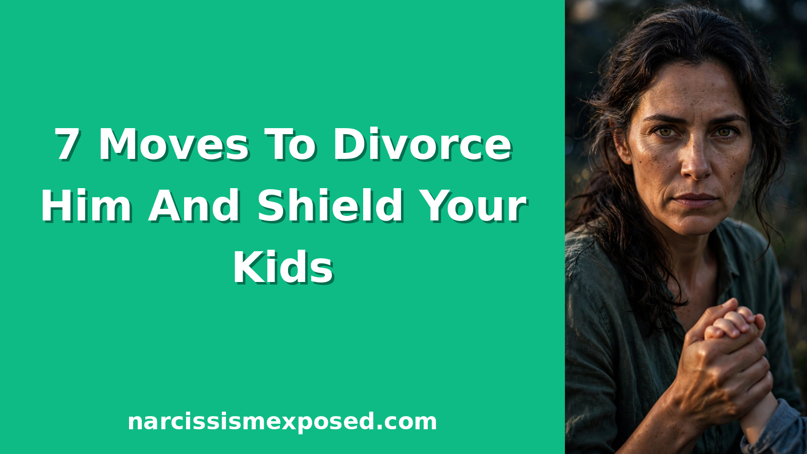 Determined mother holding her child's hand, seven moves to divorce a narcissist husband and shield the kids