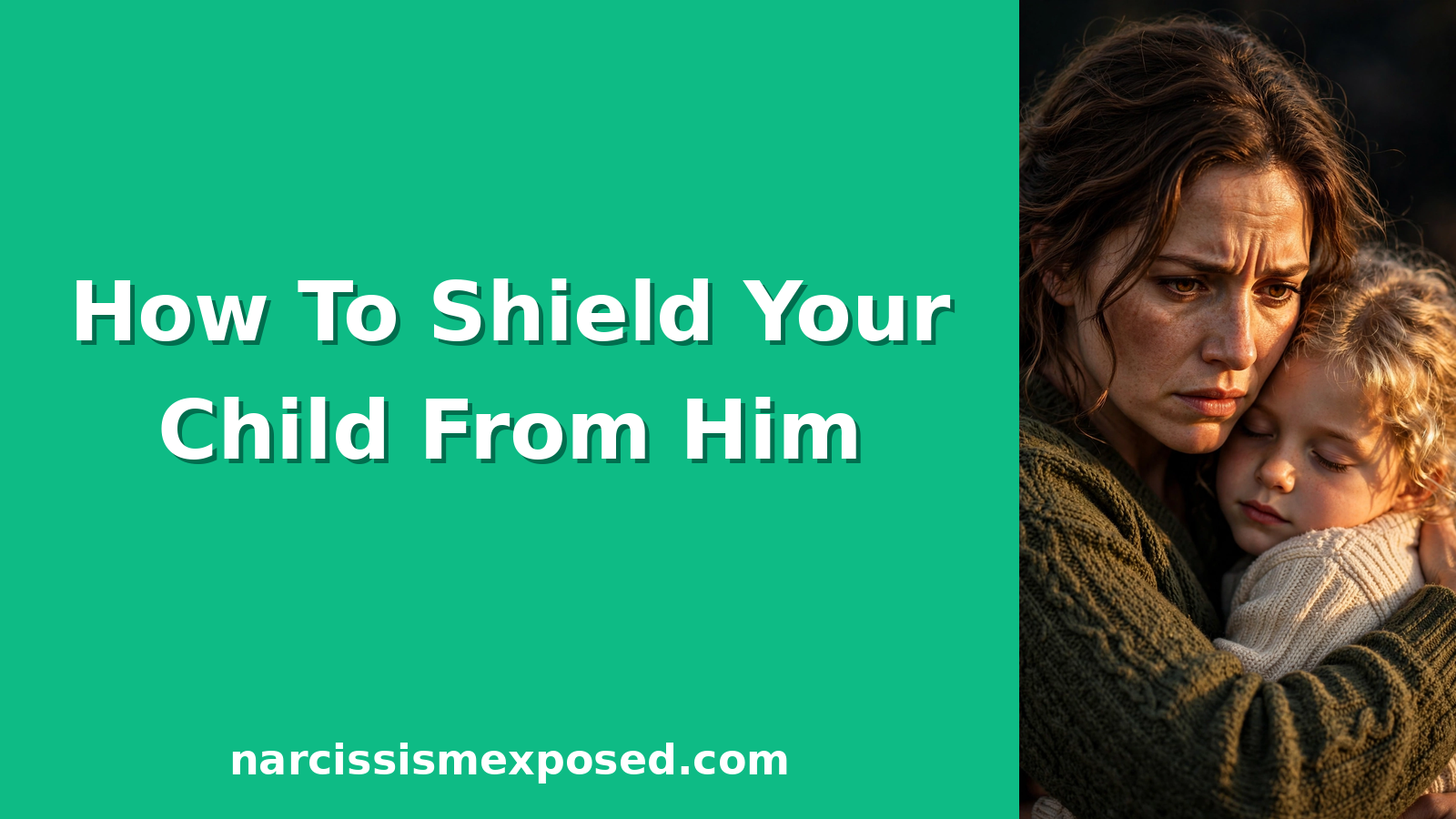 Protective mother holding her daughter close, a guide on how to protect your child from a narcissistic father