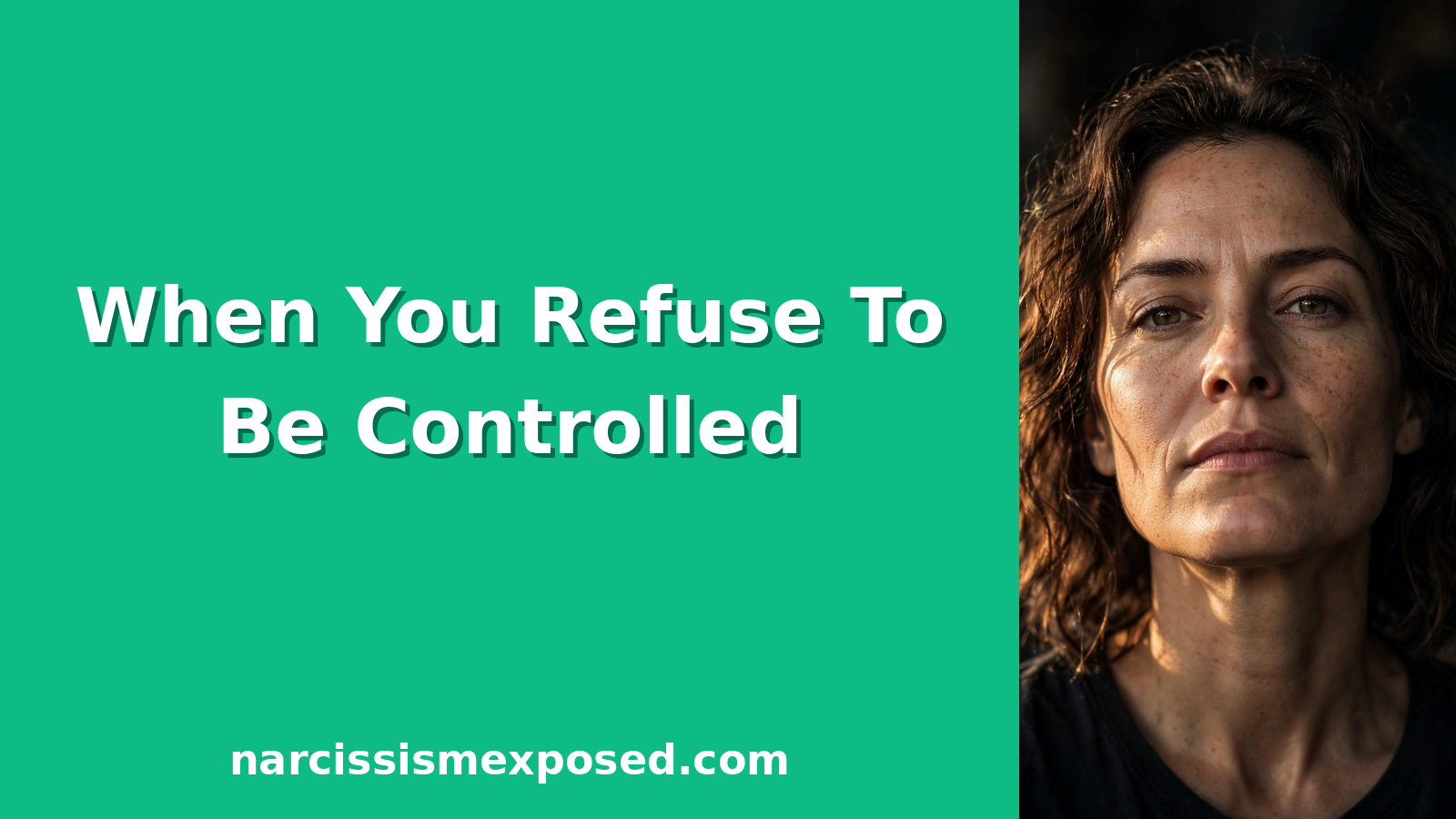 A defiant woman standing her ground, representing what happens when a narcissist realizes you refuse to be controlled