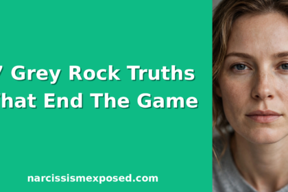 Woman with a calm, steady expression showing what it means to grey rock someone, the grey rock method for dealing with a narcissist